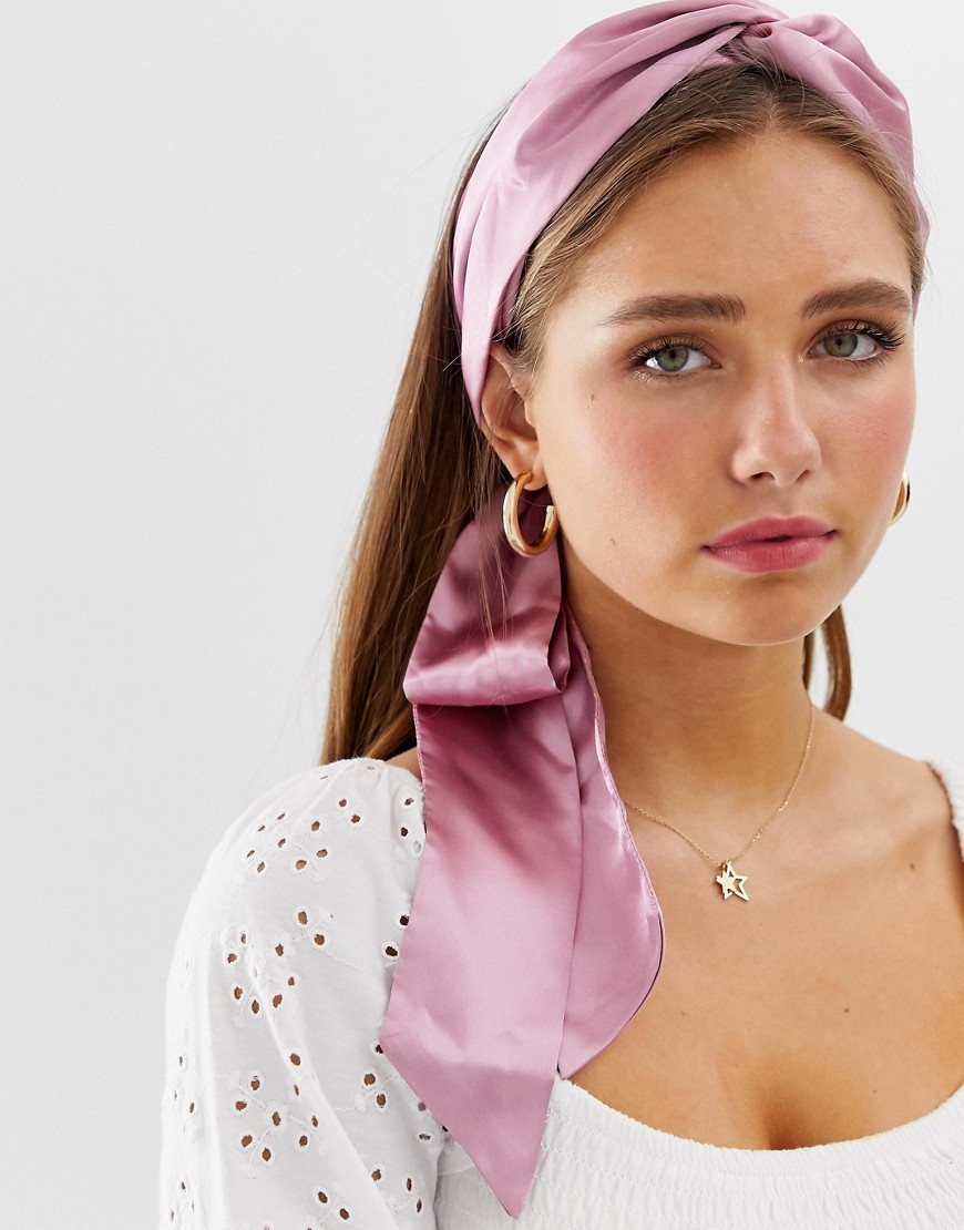 фото Розовый головной платок с перекрутом asos design