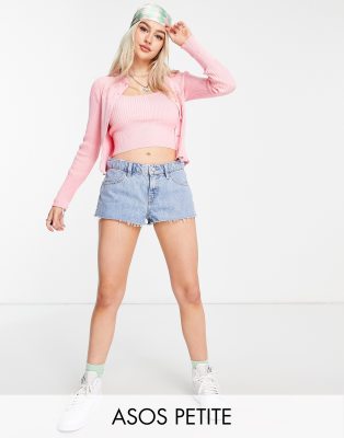 Розовый кардиган в контрастный рубчик от комплекта ASOS DESIGN Petite-Зеленый цвет