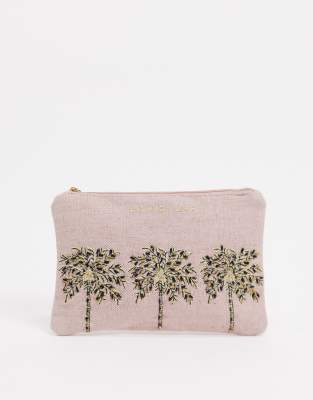 Розовый кошелек с пальмами и вышивкой бисером Accessorize