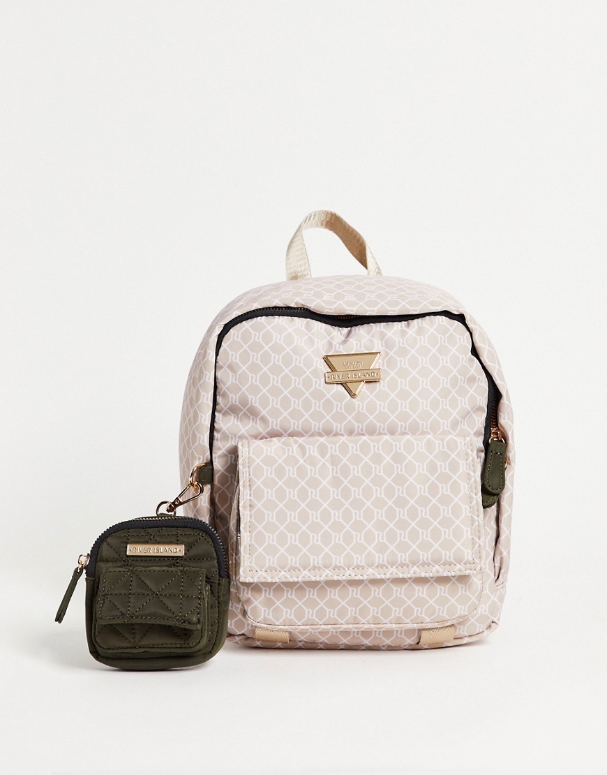 фото Розовый нейлоновый рюкзак с кошельком и монограммой river island-розовый цвет