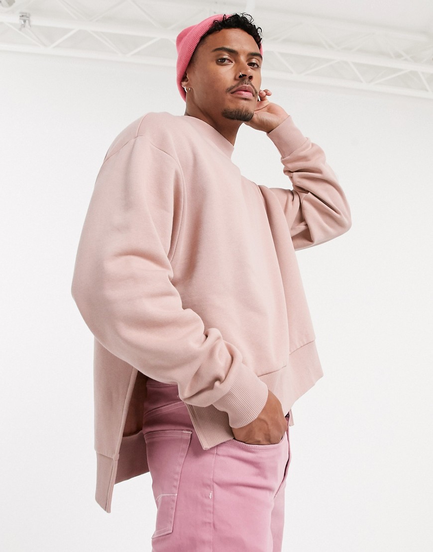 фото Розовый oversize-свитшот с высокими разрезами по бокам asos design