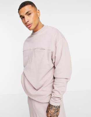 фото Розовый oversized-свитшот с карманом (от комплекта) asos design-розовый цвет