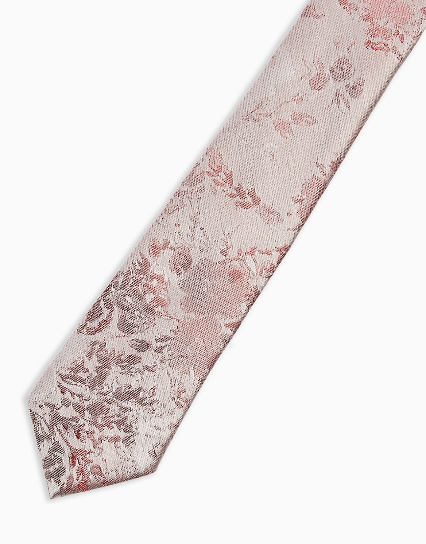 фото Розовый с голубым оттенком жаккардовый галстук с цветочным узором topman-розовый цвет