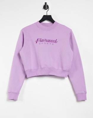 фото Розовый спортивный укороченный свитшот fiorucci-сиреневый