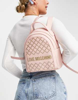 фото Розовый стеганый рюкзак с логотипом love moschino-серый