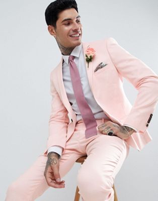 фото Розовый супероблегающий пиджак с добавлением льна twisted tailor wedding
