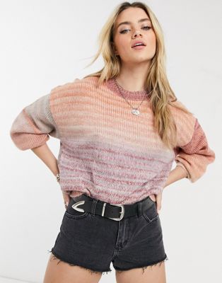 фото Розовый свитер в полоску с круглым вырезом cotton:on-розовый цвет