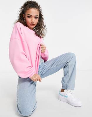 фото Розовый свитшот в стиле oversized с отделкой в рубчик asos design