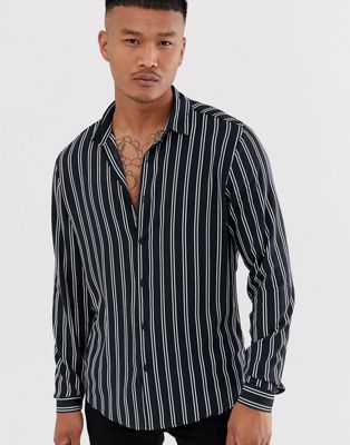 фото Рубашка классического кроя в черно-белую полоску asos design-черный