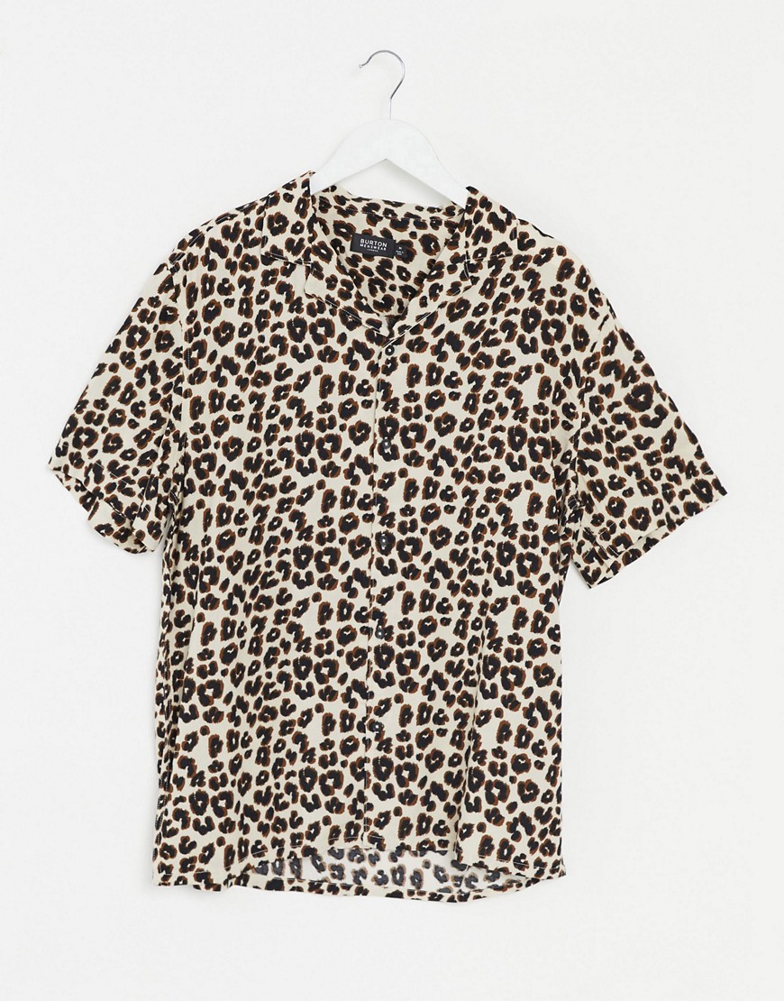 фото Рубашка с короткими рукавами и леопардовым принтом burton menswear-коричневый