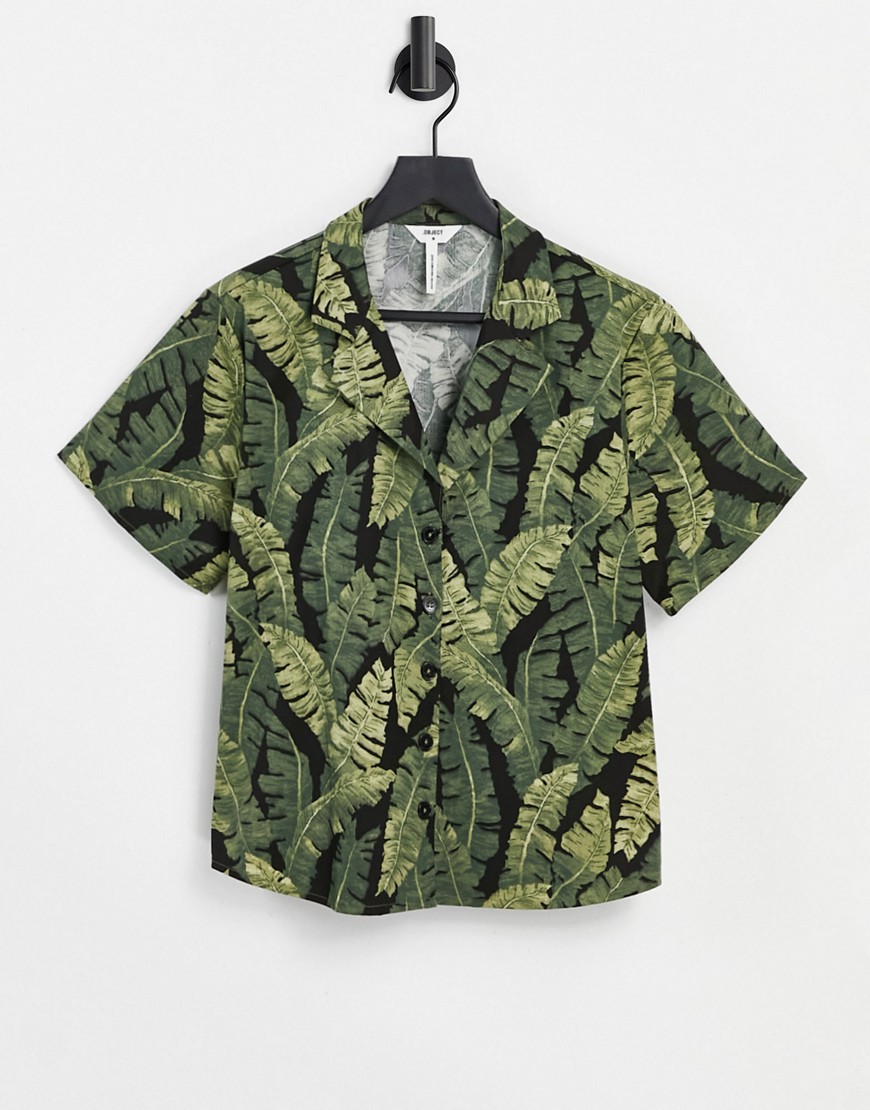 Рубашка с пальмовым принтом от комплекта -Зеленый цвет Object 11810105