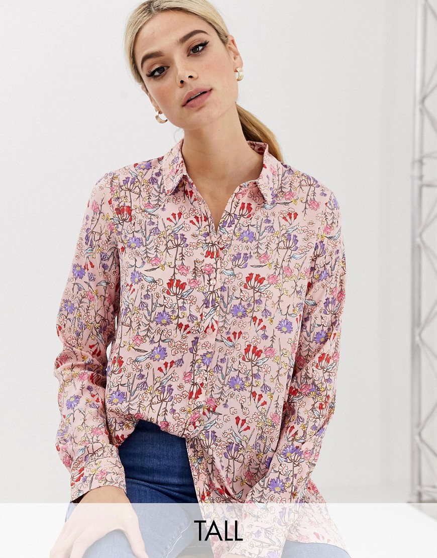 фото Рубашка с принтом и асимметричным краем vero moda tall-мульти