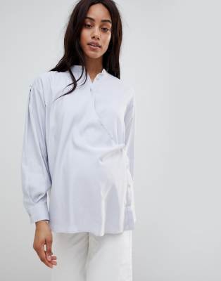 фото Рубашка с запахом asos white maternity-серый