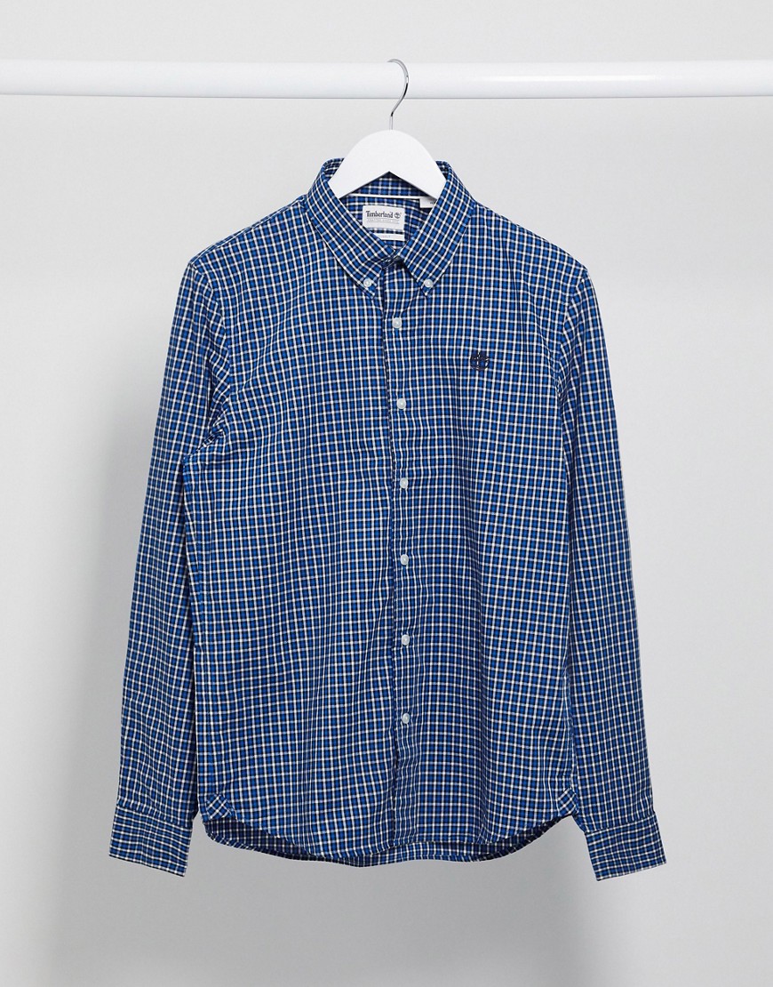 фото Рубашка в клеточку с длинными рукавами timberland-синий