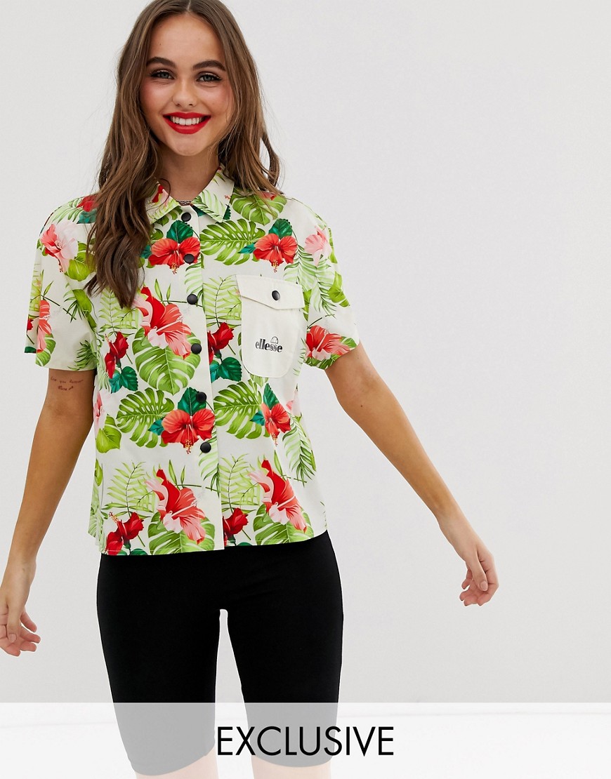 фото Рубашка в стиле милитари с пальмовым принтом ellesse-мульти