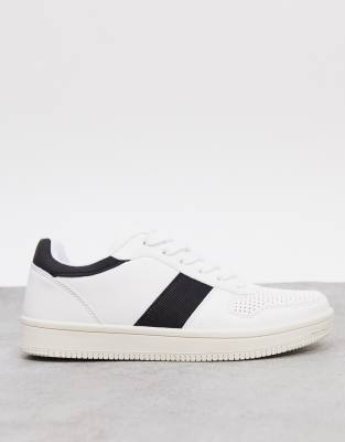 black trainers with white stripe