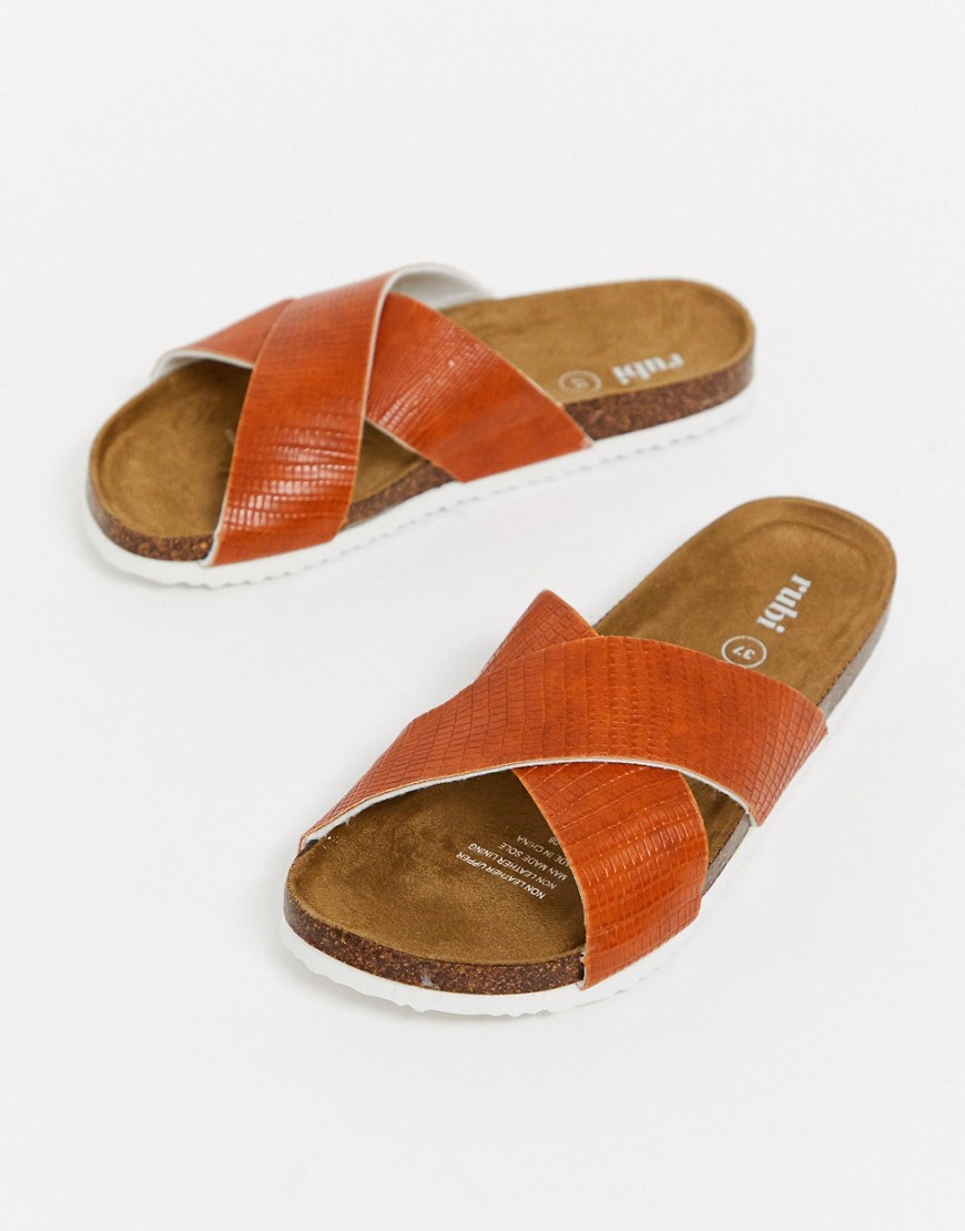 Rubi cross strap sandals-Tan