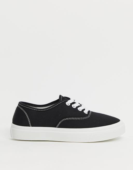 Rubi jamie lace up plimsolls in black | ASOS