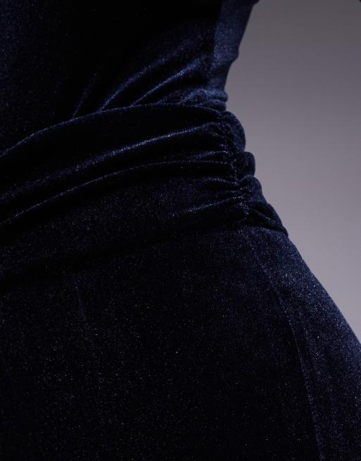 Ruched & Ready high waisted sculpting velvet leggings in navy (part of a set), 4 of 5