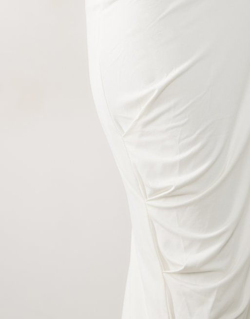 Ruched & Ready - Hvid formgivende maxinederdel i jersey med draperinger - Del af sæt, 5 af 5