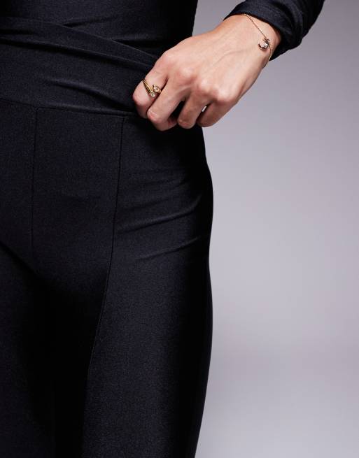 Ruched & Ready - Legging d'ensemble sculptant ultra brillant avec couture à l'avant et fente à l'arrière - Noir, 4 de 5