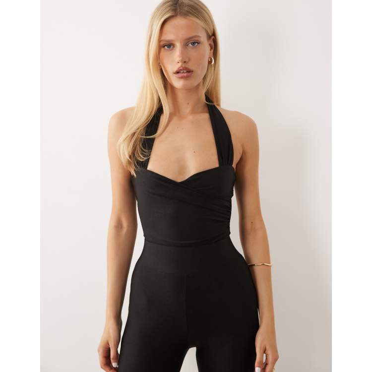 Ruched & Ready Made You Look sculpting high shine halterneck