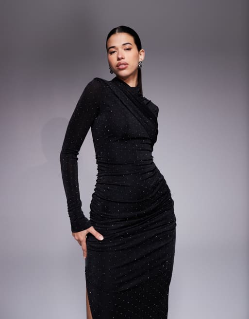 Ruched & Ready removable shoulder pad detail sculpting high neck