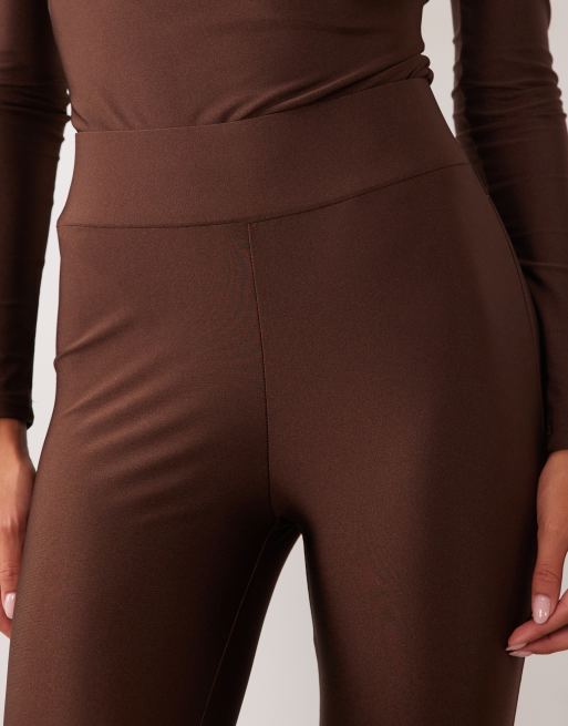 Ruched & Ready sculpted high shine high waist leggings co-ord in chocolate , 5 of 5