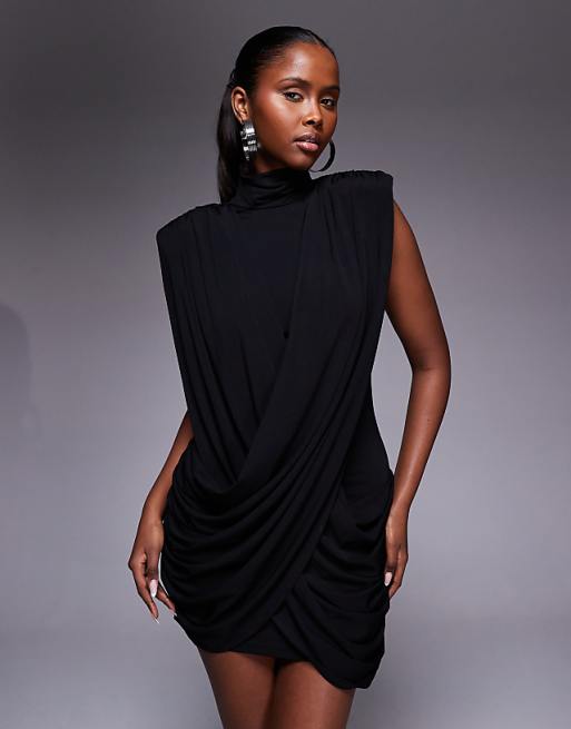 high neck black mini dress Caroline / M Dress it up with your favourite accessories to take your look to the next level Lyvia Long Sleeve Mini Dress