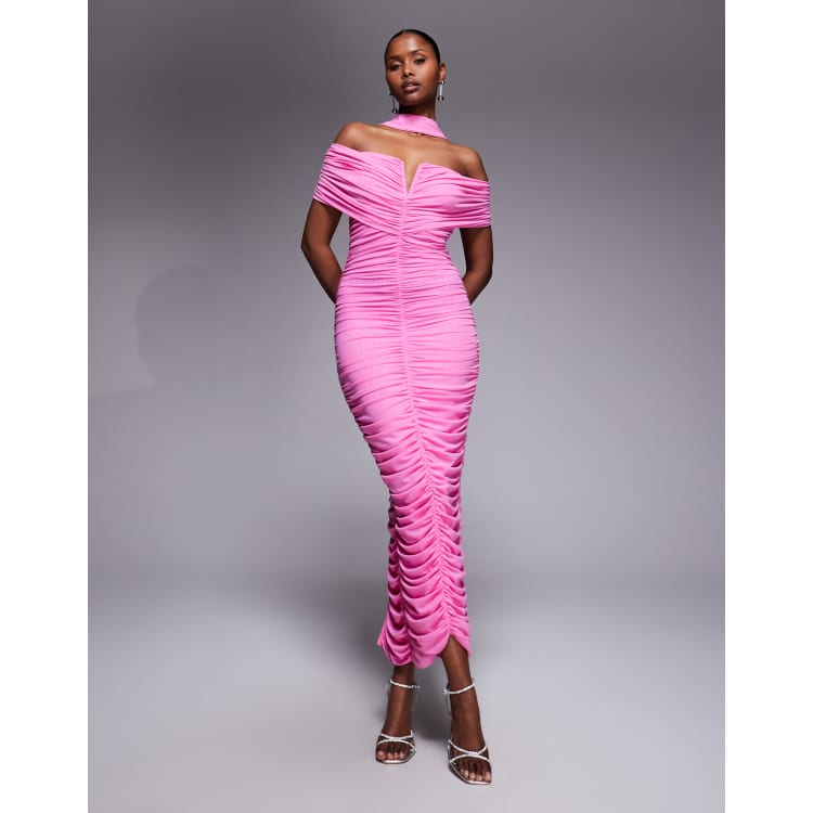 ruffle silk dress 21Six ELISABETH PEACH FUZZ SILK RUFFLES DRESS