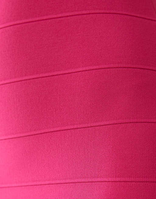 Ruched & Ready sculpting square neck bandage maxi dress in bright pink, 4 of 4