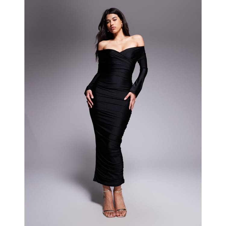 Ruched & Ready You Wish sculpted high shine off-shoulder