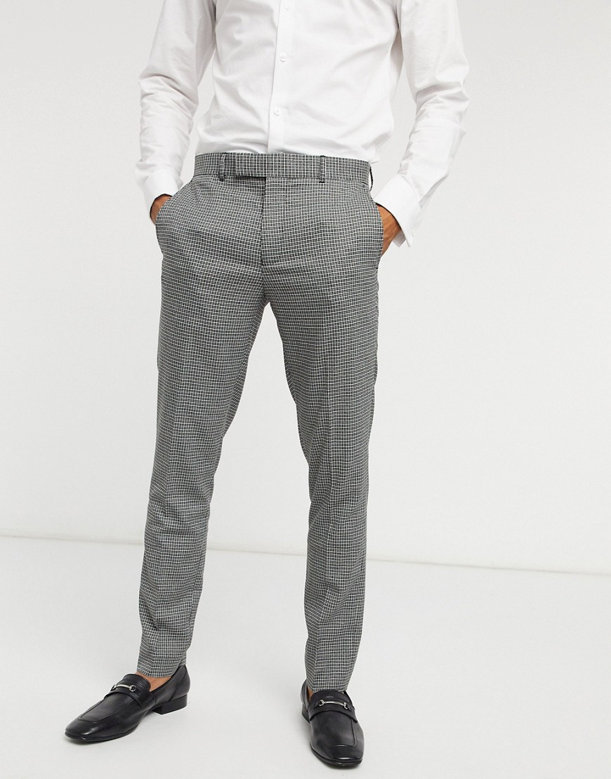 Rudie checked skinny fit suit trousers-Grey