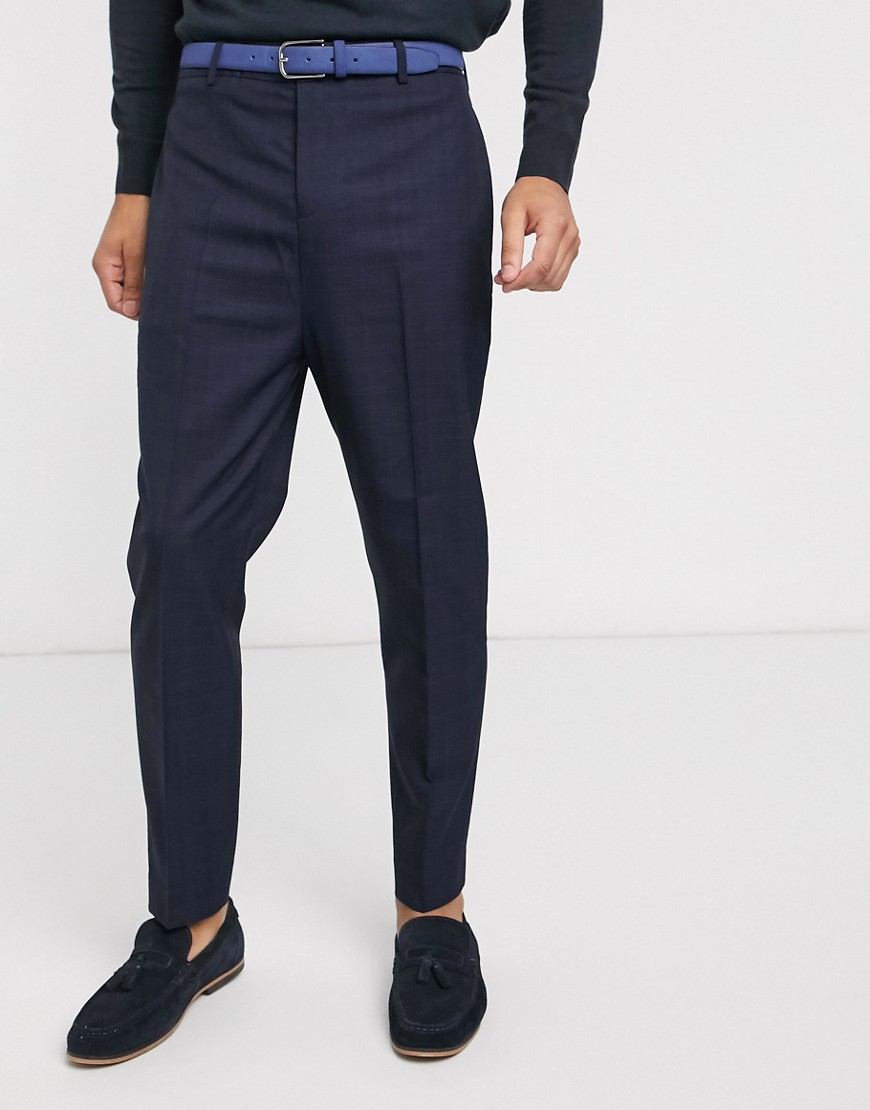 Rudie cropped tapered blue check trousers-Navy