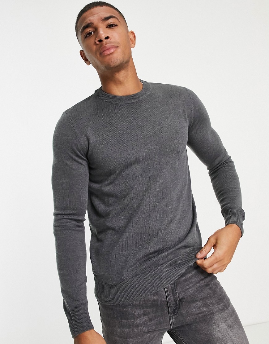 Rudie fitted crew neck sweater-Grey