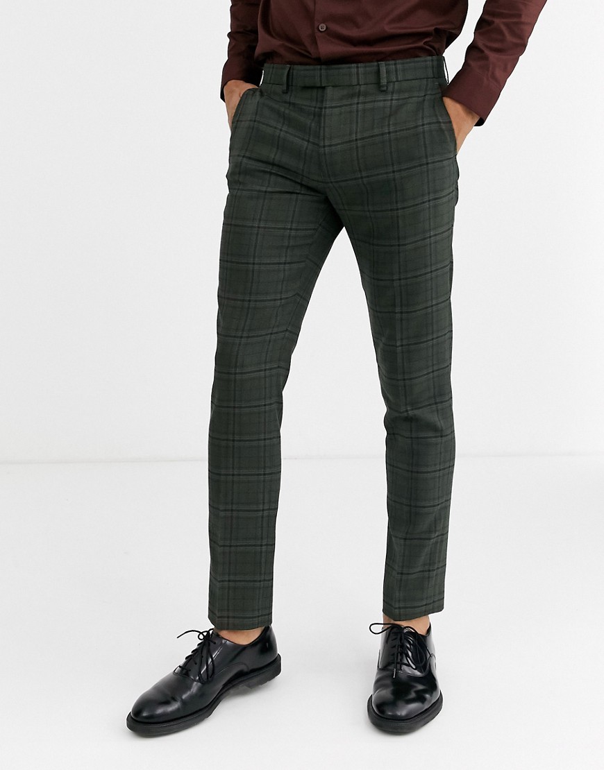 Rudie - Heritage-ternede habitbukser med skinny pasform-Grøn