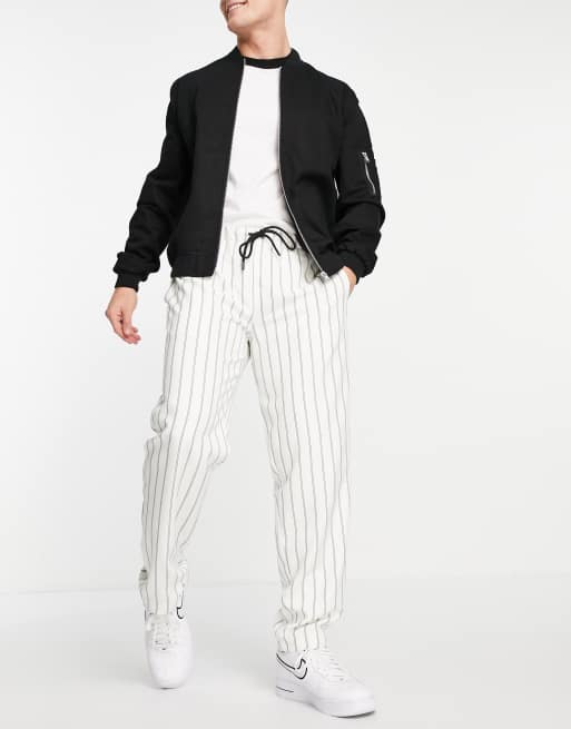 Rudie - Pantalon de costume d'ensemble à rayures fines et taille élastique