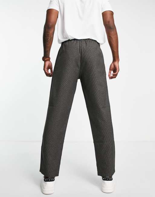 Rudie - Pantaloni da abito oversize grigi con motivo pied de poule e vita elasticizzata, 4 di 4