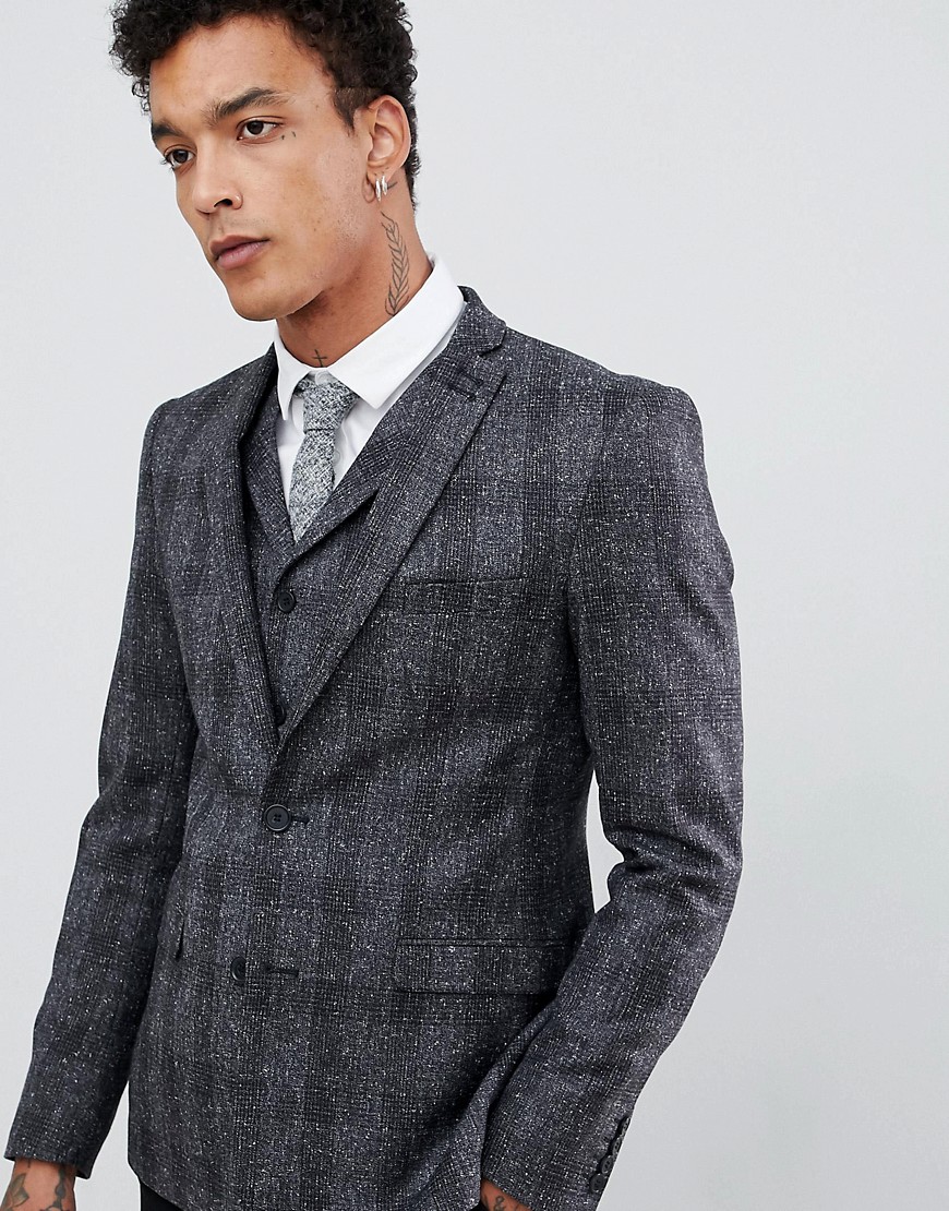 Rudie Skinny Nep Check Suit Jacket-Grey