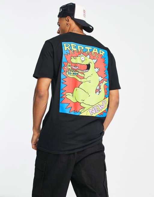 Rugrats – Oversized-T-Shirt in Schwarz mit „Reptar“-Rückenprint, 4 von 4