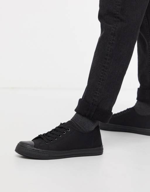 Rule London canvas plimsoll in black | ASOS