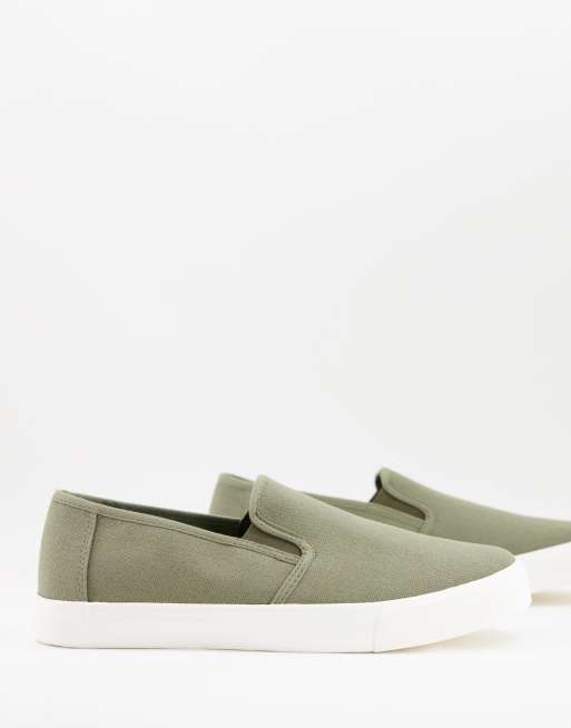 Rule London canvas slip on canvas sneaker in khaki