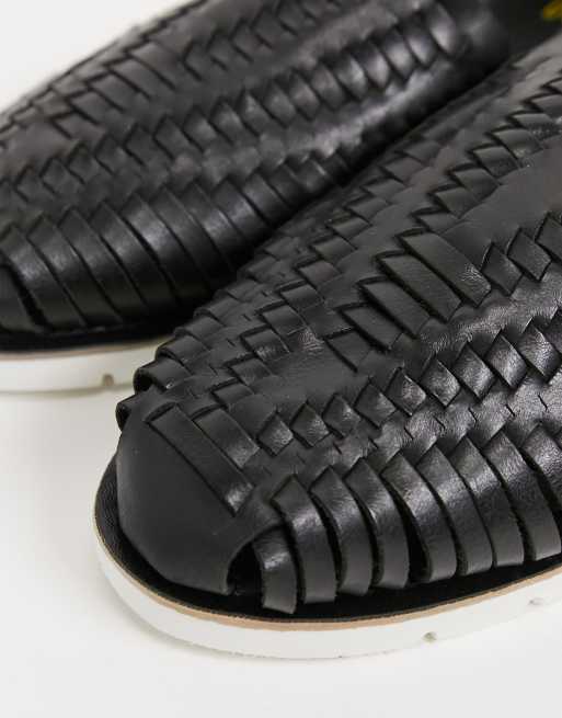 Rule London - Chaussures d'été en cuir tressé - Noir, 4 de 4