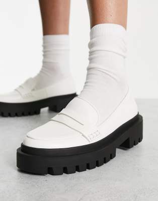 Rule London Exclusive Faith cleated loafters in white - ASOS Price Checker