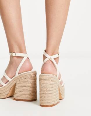 Rule London Exclusive Hayes Strappy Platform Espadrilles In White