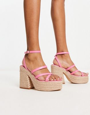 Rule London Exclusive Hayes strappy platform espadrilles in pink