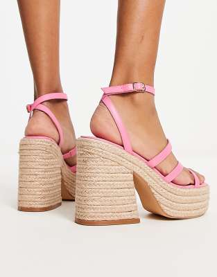 Rule London Exclusive Hayes Strappy Platform Espadrilles In Pink