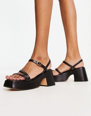 Rule London Exclusive Maggie strappy platform sandals in black
