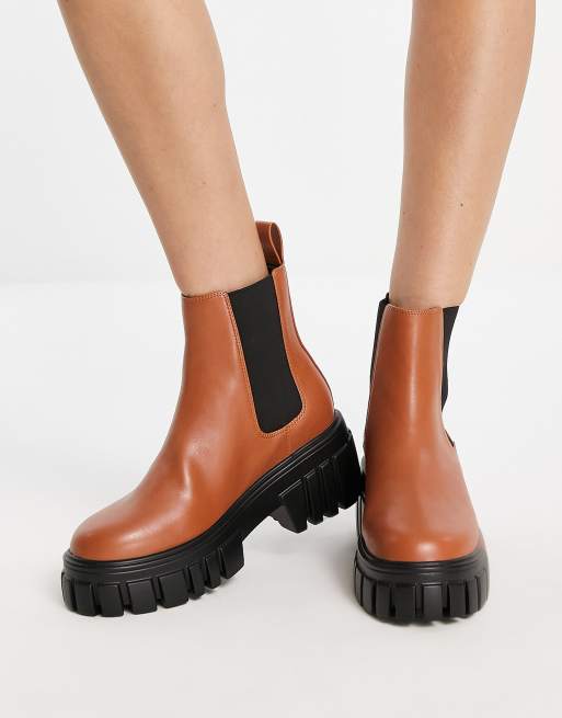 Tan chunky cheap chelsea boots