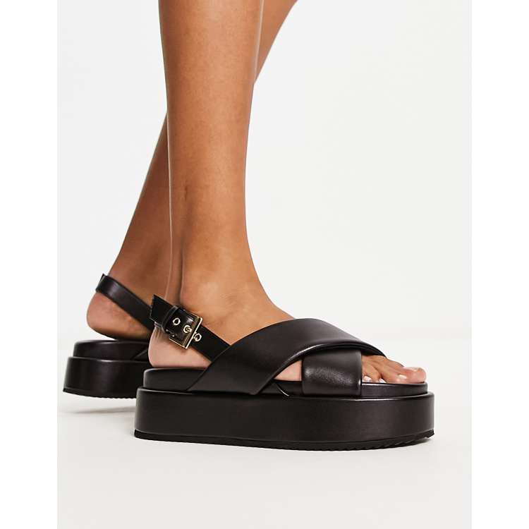 bamboo black platform sandals